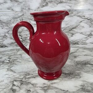 Bleu D'Argile Fait Main Art Pottery Red Pitcher Vase Made In France 9" Inch
